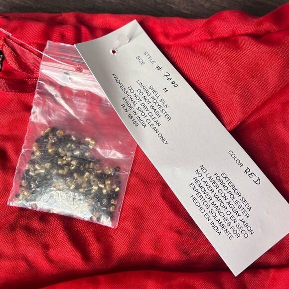 Chaudry Beaded Sleeveless High Neck Top, Red with Black/Gold Beads. Medium. NWT! - Picture 10 of 16